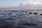 Muddy shore of dutch waddenzee at low tide on Vlieland