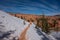 Muddy Trail on Snowy Hill Side