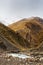 Mudflow-destroyed road in the mountain