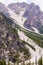 Mudflow with snow high in the Alpine mountains