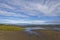 The Mudgflats and Aquatic Flora of the Tay Estuary at Low tide, with Tayport in the Background.