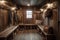 Mudroom with built-in wooden benches, hooks for coats, and storage cubbies, Rustic style interior, Interior Design. Generative AI