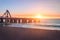 Muelle Vergara Pier and El Sol beach at sunset - Vina del Mar, Chile