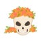 Muertos_skull_skull with marigold wreath