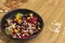 Muesli balanced breakfast. Fruits, berries  seeds, nuts Healthy Diet vegetarian food