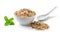 Muesli breakfast placed on white background