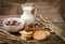 Muesli with milk and rusk