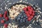 Muesli with raspberries and blueberries