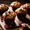 Muffin, cupcake baked cake dessert with fruits