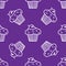 Muffin sealmess pattern. Draw by hand. Cupcake texture. Food vector illustration
