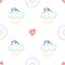 Muffin sealmess pattern. Draw by hand. Cupcake texture. Food vector illustration