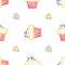 Muffin sealmess pattern. Draw by hand. Cupcake texture. Food vector illustration