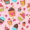 Muffin seamless pattern. Cupcake background