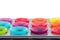 Muffins baking tray with colourful paper cases