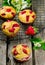 Muffins with bran and strawberry