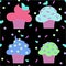 Muffins cakes sweets confectionary seamless pattern