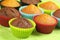 Muffins in colorful moulds