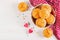 Muffins with pumpkin. Cupcakes with Valentine`s Day