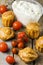 Muffins Ricotta Tomatoes on Rustic Table