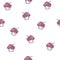 Muffins seamless pattern. Sweet cakes with cherries background. For menus of restaurants, shops and printing, wallpaper, textile.