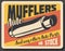 Mufflers car spare parts, vector banner