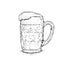 Mug with beer. Vector illustration for a card or poster. Print on clothes. Alcoholic beverage.