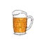 Mug with beer. Vector illustration for a card or poster. Print on clothes. Alcoholic beverage.