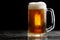 Mug of cold craft light beer on dark background