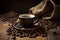 mug cup drink bean breakfast espresso aroma cafe brown morning. Generative AI.
