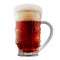 Mug of frosty dark red beer with foam