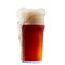 Mug of frosty dark red beer with foam