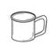 Mug for Hiking, metal mug for making tea.Tourist equipment for camping.Vector illustration, Doodle