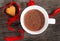 Mug of hot chocolate or cocoa with cookies