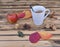 mug of hot chocolate on a table in autumnal decor