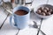 A mug of hot chocolate with tablea