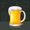 Mug of Refreshing Cold Beer on Background of Wall
