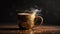 A mug is steaming up close Generative AI