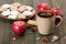 Mug Of Tea Or Coffee. Apples, Spices. Gingerbread