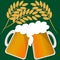 Mugs of beer and spikelets of wheat