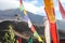 Muktinath - Prayer flags with the view on the Buddhist templein Himalayas