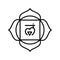 Muladhara icon. The first root chakra. Vector black line symbol. Sacral sign. Meditation