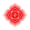 Muladhara icon. The first root chakra. Vector red shine. Line symbol. Sacral sign. Meditation