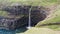 Mulafossur waterfall in Gasadalur, Vagar Island of the Faroe Islands.