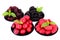 Mulberry, cherry, raspberry, blackberry in a plates_4