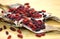 Mulberry fruits  Morus rubra  on wooden table