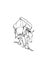 Mule is carrying load on his back, Vector sketch, Hand drawn linear illustration