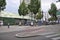 Mulhouse, 6th august: Porte Jeune with Tour de L Europe Tower from Downtown of Mulhouse City of Alsace region in France