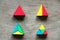 Mulit color toy block compound as triangle shape