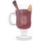Mulled wine. A glass of hot red wine with orange and stick cinnamon slices. Gluhwein. Vector illustration.