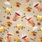 Mulled wine seamless pattern